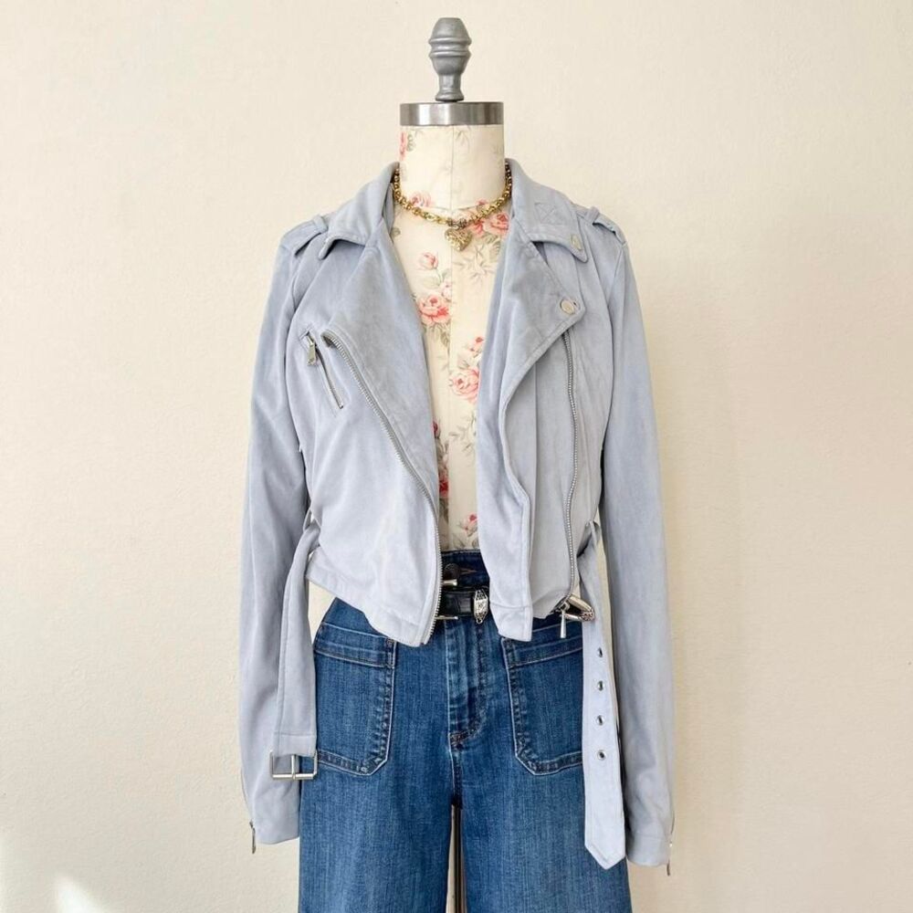ashley outerwear blue moto‎ jacket womens size small